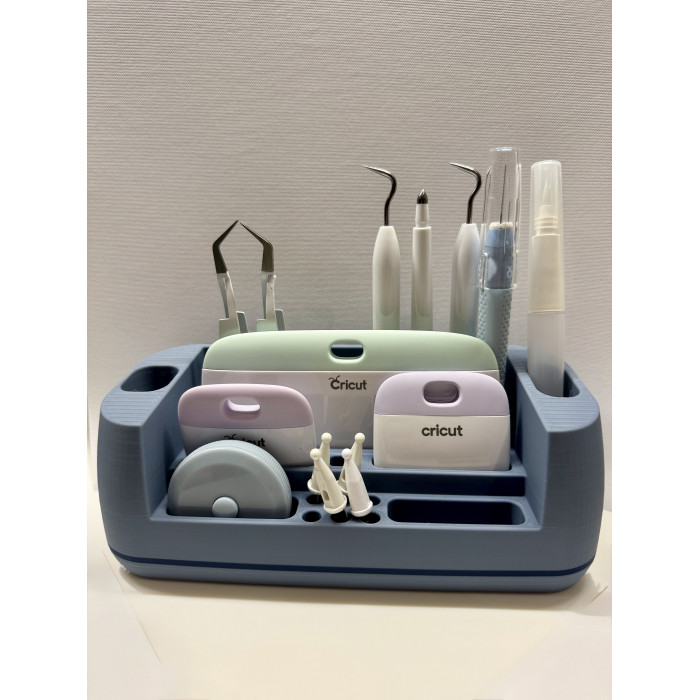 Cricut tool organizer with compartments and pencil slots