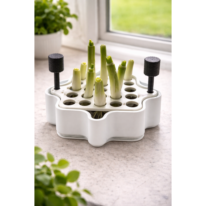Green onion grower with water reservoir