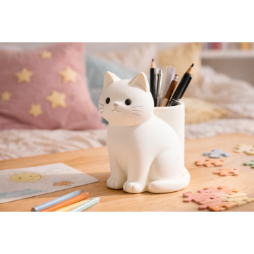 Kitten pencil holder with holder