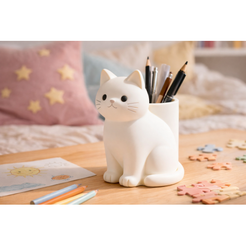 Kitten pencil holder with holder