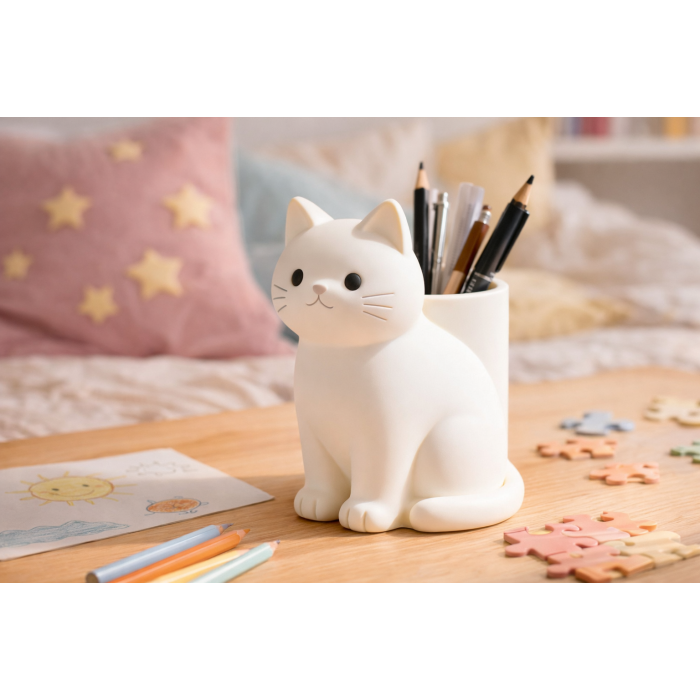 Kitten pencil holder with holder