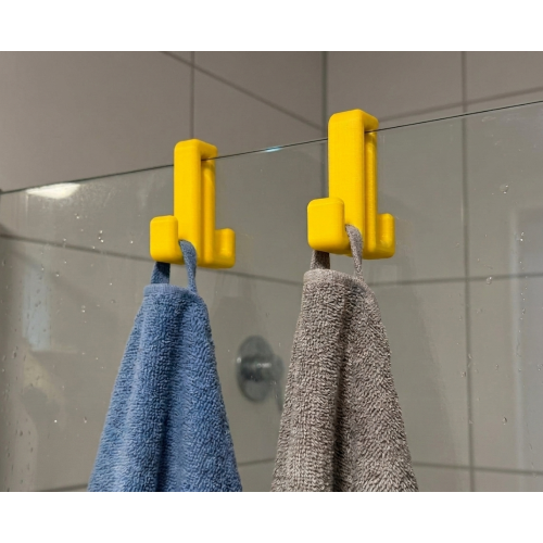 Hook for towel on glass