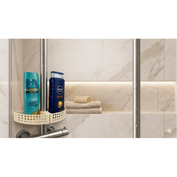 Shower basket for shampoo and body wash on stand