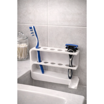 Toothbrush and razor stand with drying