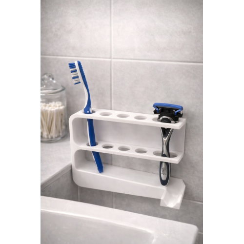 Toothbrush and razor stand with drying