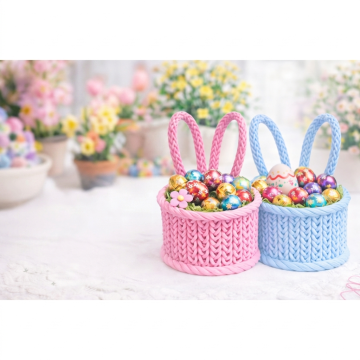 Easter woven basket with ears