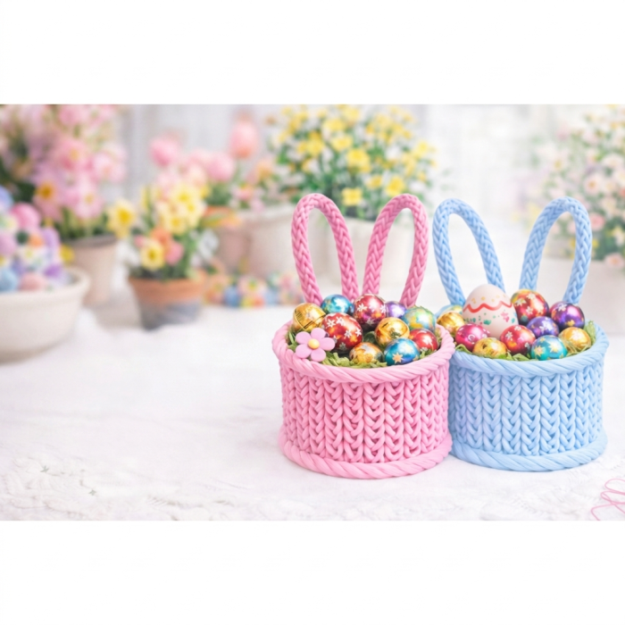 Easter woven basket with ears