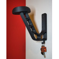 Sturdy motorcycle helmet hanger with additional hook for jacket and keys