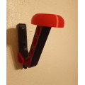 Sturdy motorcycle helmet hanger with additional hook for jacket and keys
