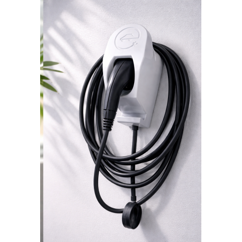 Sturdy EV charging connector hanger with universal hook