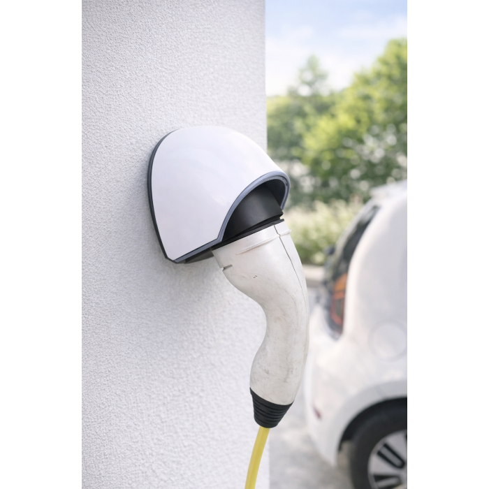 Type 2 charging plug holder with protective cover