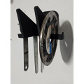 Angle grinder wall mount with disc and wrench holder