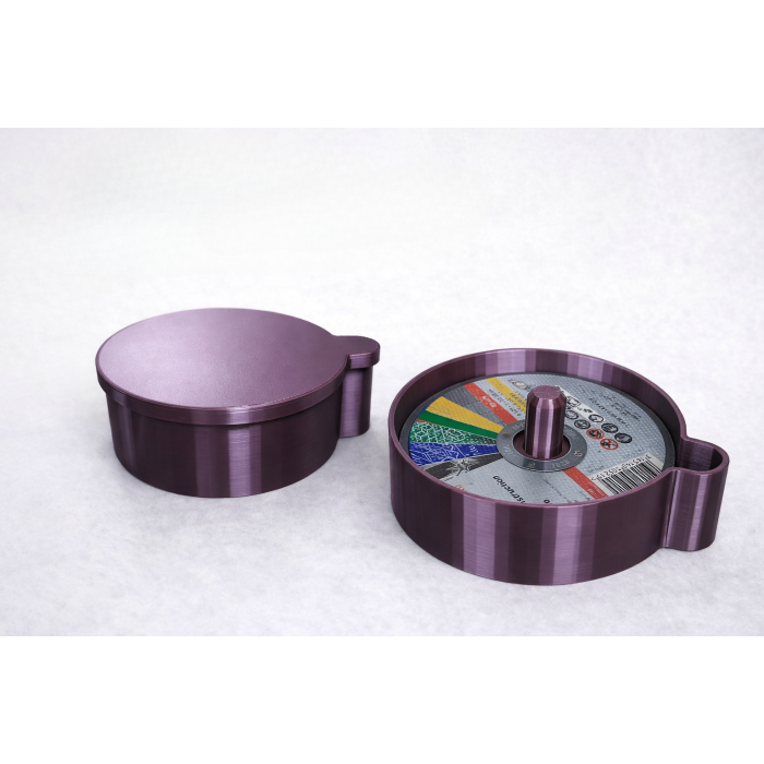 Angle grinder disc box with central lock