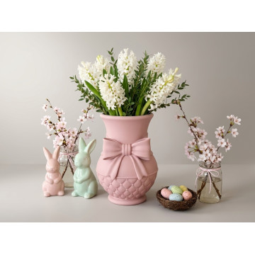 Decorative spring vase with ribbon