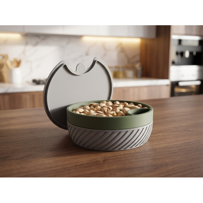 Pistachio Bowl with Side Shell and Lid