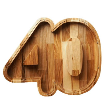 Large wooden piggy bank number (1-100)