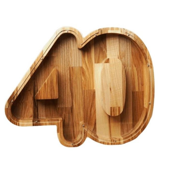 Large wooden piggy bank number (1-100)