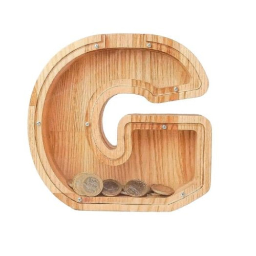 Large wooden piggy bank letter 