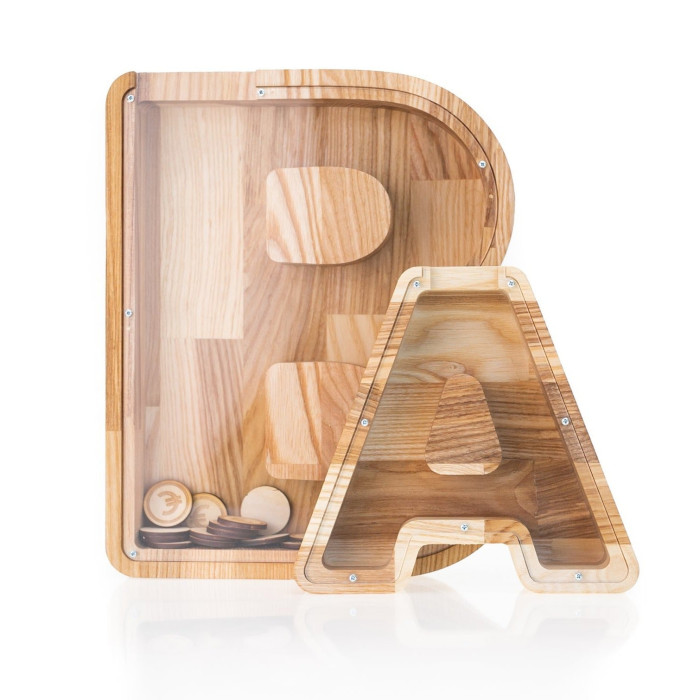 Larger wooden piggy bank letter 
