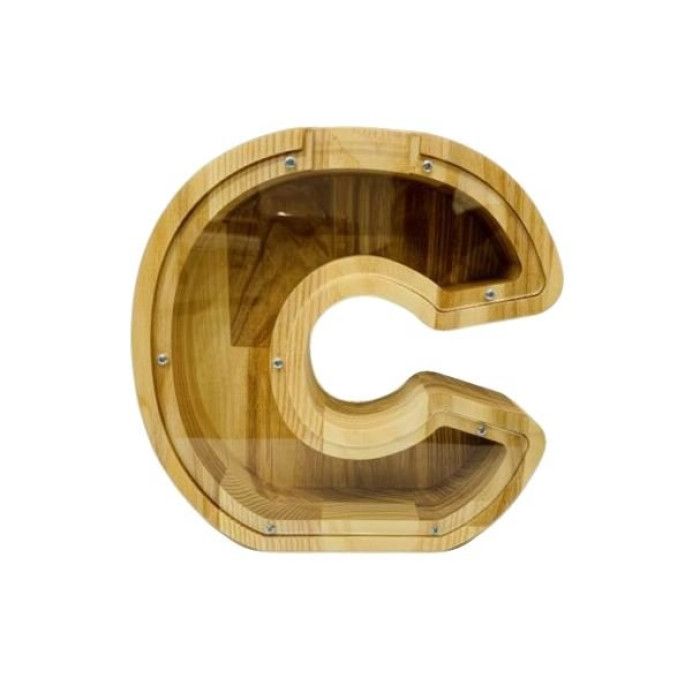 Large wooden piggy bank letter 