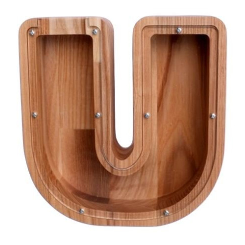Large wooden piggy bank letter 
