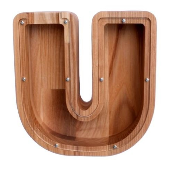 Large wooden piggy bank letter 