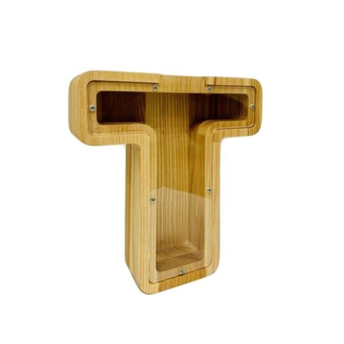 Large wooden piggy bank letter 