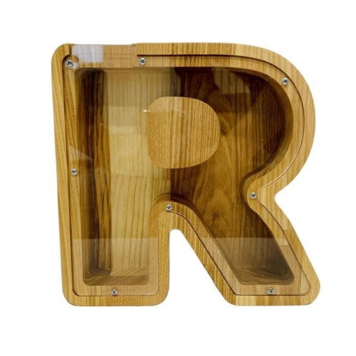 Large wooden piggy bank letter 