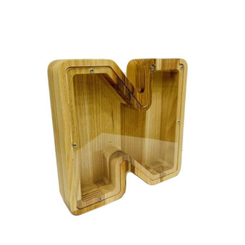 Large wooden piggy bank letter 