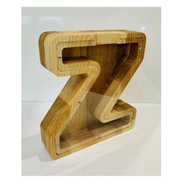 Large wooden piggy bank letter 