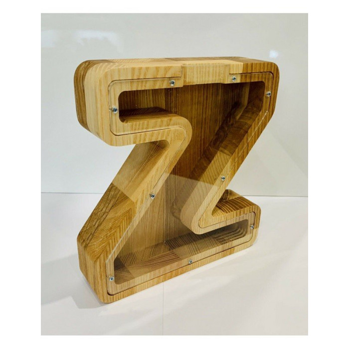 Large wooden piggy bank letter 