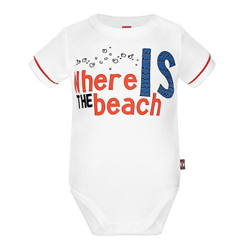 Short-sleeve white baby bodysuit „Beach“