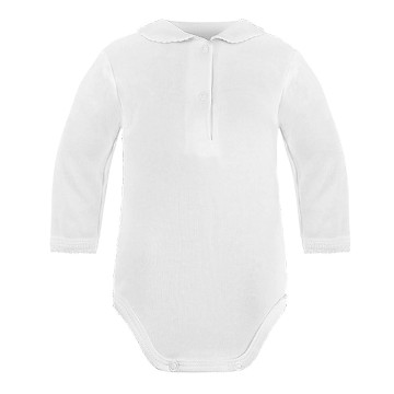 Long-sleeve white baby bodysuit