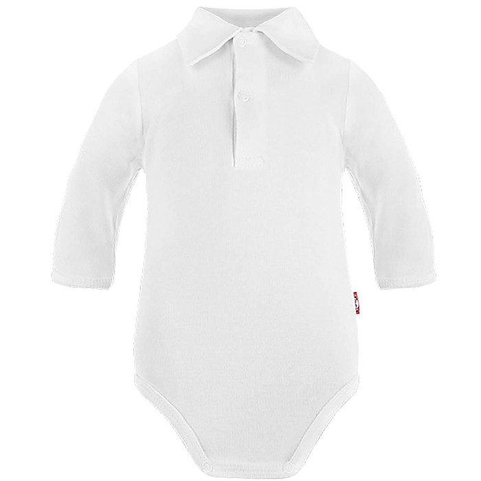 Long-sleeve white baby bodysuit