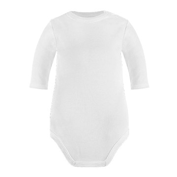 Long-sleeve white baby bodysuit
