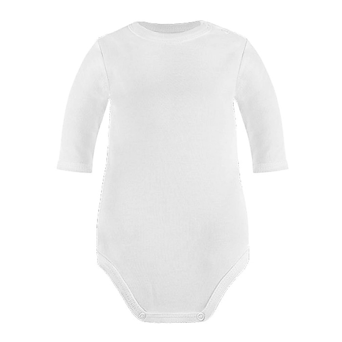 Long-sleeve white baby bodysuit