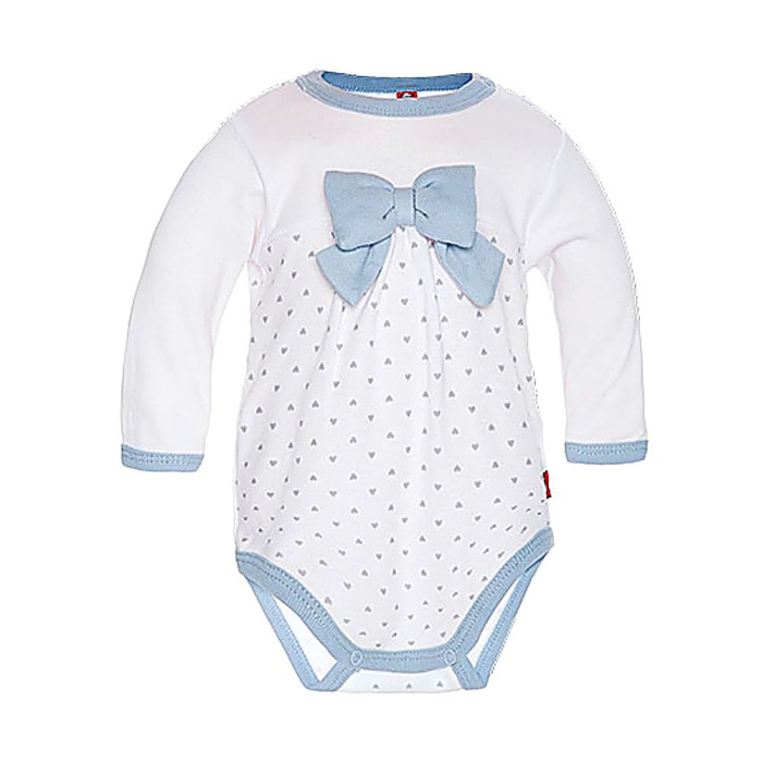 White bodysuit with a bluish bow