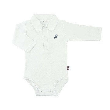 White bodysuit with a white collar 