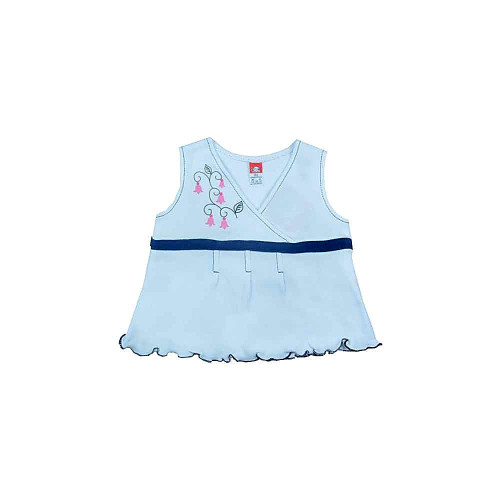 White baby dress with a blue belt