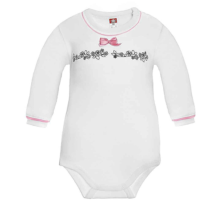 White long sleeve bodysuit decorated with a bow „Little Heart“