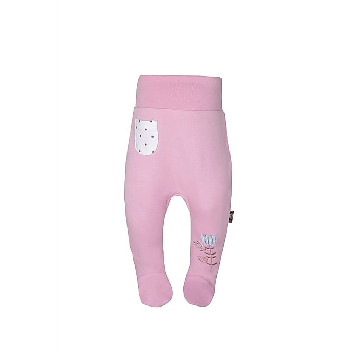 Pink white baby trousers „Balta little pocket“