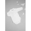 Long-sleeve white baby bodysuit