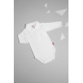 Long-sleeve white baby bodysuit