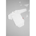 Long-sleeve white baby bodysuit