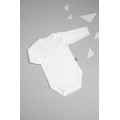 Long-sleeve white baby bodysuit