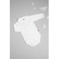 Long-sleeve white baby bodysuit