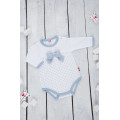 White bodysuit with a bluish bow