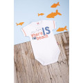 Short-sleeve white baby bodysuit „Beach“
