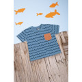 Blue t-shirt with ruffles and short sleeves 