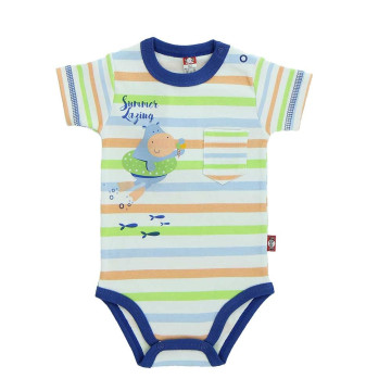 Striped bodysuit with blue details 
